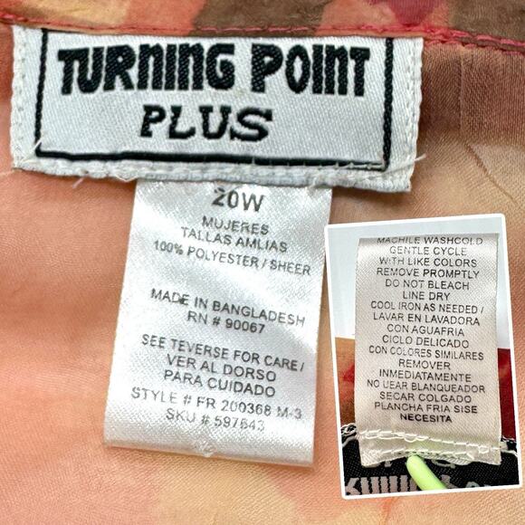 Sheer Chiffon Floral Button Top Collared 20W Garden Fairy Bloomcore Ethereal VTG - Picture 8 of 13